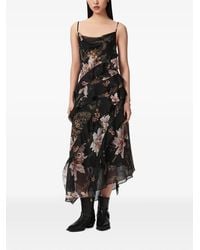 AllSaints - Floral-Print Ruffled Maxi Dress - Lyst
