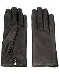 Calvin Klein Guantes de piel con forro - Negro