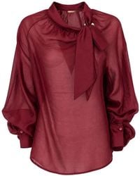 PHO® Firenze - Blusa Con Lazo En El Cuello De Manga Blusón - Lyst