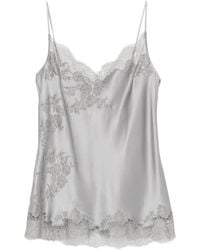 Carine Gilson - Lace-Trim Silk Blouse - Lyst