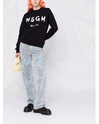 MSGM - Logo-Print Crew Neck Sweatshirt - Lyst