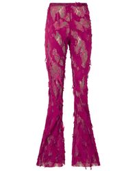 Roberto Cavalli - Distressed Lace-Panelled Trousers - Lyst