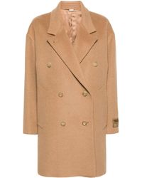 Gucci - Camel Coat With Embroidered Label - Lyst