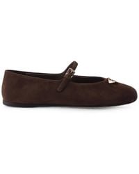 Prada - Buckle-Fastening Logo-Plaque Ballet Flats - Lyst