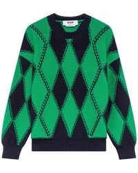 MSGM - Pullover Mit Argyle-Muster - Lyst
