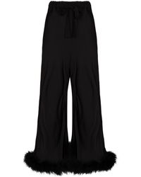 Sleeper - Boudoir Feather Trim Flared Trousers - Lyst