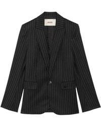 Zadig & Voltaire - Pinstriped Embroidered-Logo Blazer - Lyst