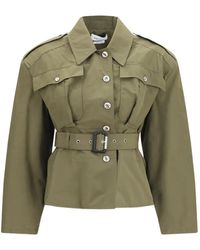 McQueen - Cropped Belted Jacket - Lyst