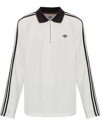 adidas - Long-Sleeved Polo Shirt With 3-Stripe Engineered Rib - Lyst