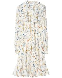 Burberry - Robe Volantée À Imprimé Graphique - Lyst