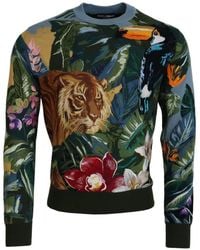 Dolce & Gabbana - Bestickter Pullover Mit Tropischem Muster - Lyst