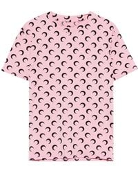 Marine Serre - Moon-Printed Jersey Short-Sleeve Crewneck Top - Lyst