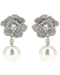 Self-Portrait - Crystal-Embellished Flower Earrings - Lyst