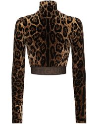 Dolce & Gabbana - High Neck Leopard Print Blouse - Lyst