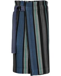 Homme Plissé Issey Miyake Striped Wrap Skirt - Blue