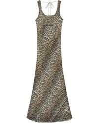 Ganni - Leopard Print Long Dress - Lyst