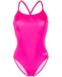 EA7 - Ea7 Logo-Print One-Piece Swimsuit - Lyst