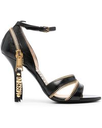 Moschino - Zip-detail 100mm Leather Sandals - Lyst