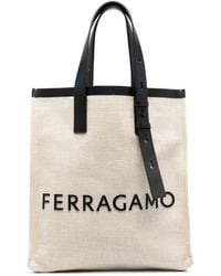 Ferragamo - Shopper aus Canvas mit Logo - Lyst