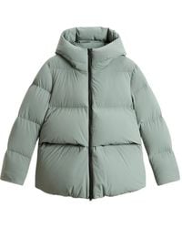 Woolrich - High-Collar Puffer Jacket With Horizontal Quilting - Lyst