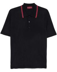 Gucci - Dark Polo With Web Decoration T-Shirt - Lyst
