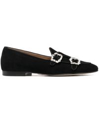 Edhen Milano - Crystal-buckle Leather Loafers - Lyst