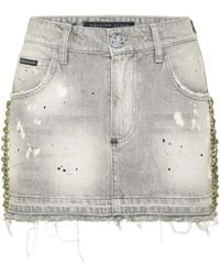 Philipp Plein - Crystal-Embellished Mini Skirt - Lyst
