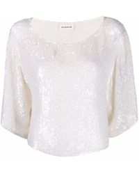 P.A.R.O.S.H. - Sequin-embellished Draped Blouse - Lyst