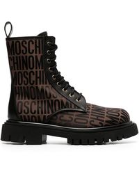 Moschino - All Over Logo-print Boots - Lyst