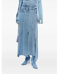 ROKH - Slit Denim Midi Skirt - Lyst
