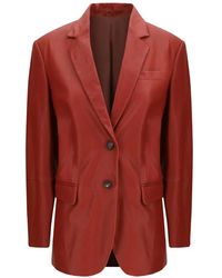 Brunello Cucinelli - Blazer En Cuir - Lyst
