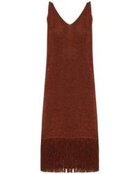 Akep - Fringe-Trimmed V-Neck Dress - Lyst