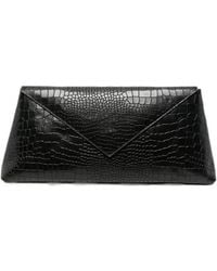 Envelope - Onyx Croc-Effect Envelope Clutch Bag - Lyst