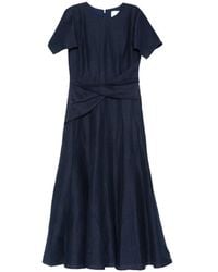 Roland Mouret - Pleated Flutter-Sleeve Midi Dress - Lyst