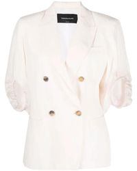 Fabiana Filippi - Double-Breasted Puff-Sleeves Blazer - Lyst