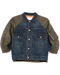 Sacai - Nylon And Denim Jacket - Lyst