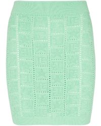 Balmain - Pointelle-Knit Monogram Miniskirt - Lyst