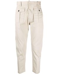 DSquared² - Mid-rise Cotton Tapered Trousers - 50 Ecru' - Lyst