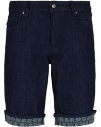 Armani Exchange - Jeans-Shorts mit Umschlag - Lyst