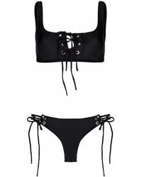 Noire Swimwear - Lattice-Strap Metallic Bikini Set - Lyst