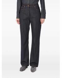 Max Mara - Denim-Look Cotton Barrel-Leg Trousers - Lyst