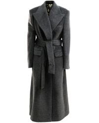 Dolce & Gabbana - Manteau En Laine À Taille Ceinturée - Lyst