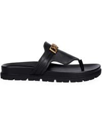 Guess - Logo-Plaque Leather Flip-Flops - Lyst