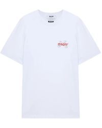 MSGM - Logo-Embroidered T-Shirt - Lyst