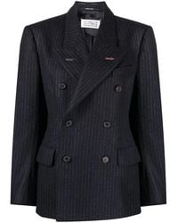Maison Margiela - Pinstripe Double-Breasted Wool Blazer - Lyst