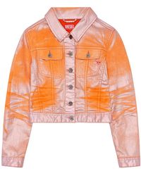 DIESEL - Truckerjacke Aus Zweifarbig Laminiertem Denim - Lyst