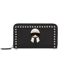Fendi Karlito Zip Around Wallet - Black
