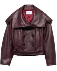 7 For All Mankind - Double-Breasted Leather Jacket - Lyst