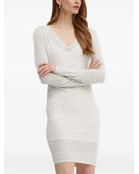 Guess - Long-Sleeve V-Neck Midi Dress - Lyst