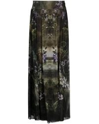 Alberta Ferretti - Flower Bomb-Print Silk Skirt - Lyst